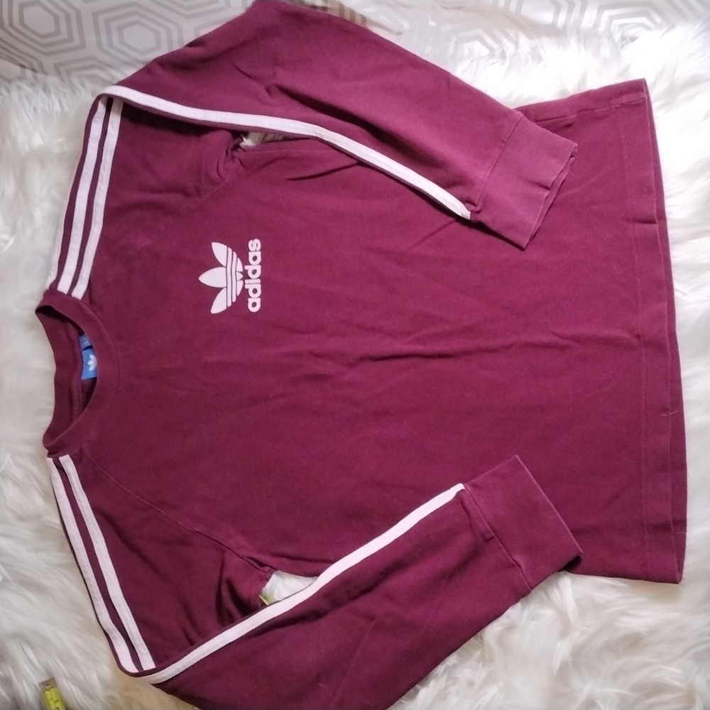 Adida long sleeve pullover cotton maroon sz S